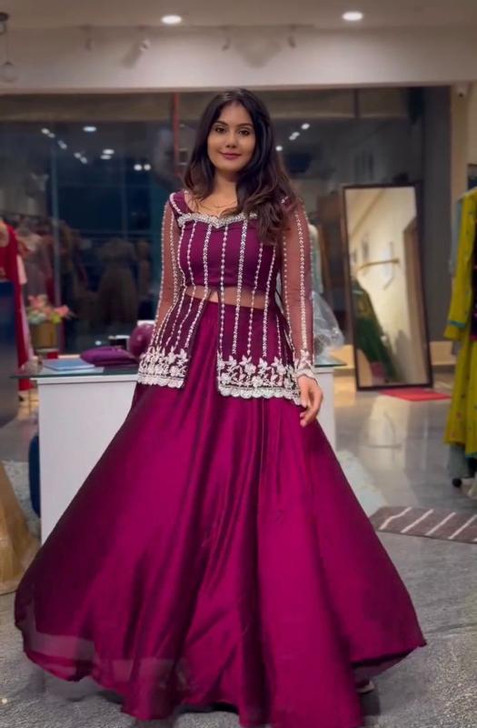 HB 251 Rangoli silk maroon Wholesale lehenga market in Chandni Chowk - wholesale export